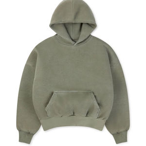 เสื้อฮู้ดโอเวอร์ไซส์ผู้ชาย สีพื้น ผ้าฝ้ายเฟรนช์เทอร์รี่ สวมใส่สบายสำหรับฤดูหนาว ทรงปกติ ความยาวมาตรฐาน ผ้าถักย้อมสีเรียบ สไตล์สตรีทแวร์ - Product Image 1