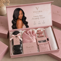 Boîte d'emballage de luxe personnalisée pour extensions de cheveux, boîte cadeau magnétique pliable pour perruques avec doublure en satin et logo pour marque de mèches de cheveux