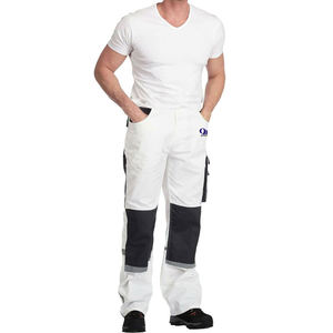 OJ Men's White <b>Work</b> <b>Pants</b> With <b>Black</b> Knee Pads Abrasion Resistant Cotton Material Uniform <b>Pants</b> - Product Image 6