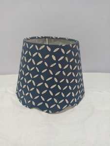 Cone Fabric scallop lampshademp <b>Blue</b> White Pattern in Linen Fabric with E27 fittings best for desk lamp & bedside lamp for hotel - Product Image 6