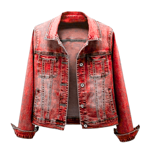 Custom Made Women's Button-Up Light Washed Denim <b>Jacket</b> Autumn Sweet Style Long Sleeve Heavyweight Denim Jeans <b>Jackets</b> - Product Image 5