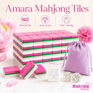 Modernas y Lindas Fichas de Mahjong Americanas, Juego de 160 Fichas, 4 Capas, Acrílicas, Pintadas a Mano, Color Rojo Rosa <span class=keywords><strong>Amara</strong></span>, Regalo para Noches de Juego - Product Image 1