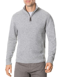 Pull d'hiver pour homme à col roulé et demi-zip, chaud, couleur unie, tricoté, pour l'hiver - Product Image 5
