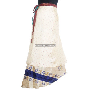 Full Length Sari <b>Wrap</b> <b>Skirts</b> in Different Colour for Beach Wear 2 Layer Reversible Magic Silk Saris <b>Wrap</b> Long <b>Skirt</b> Silk Fabric - Product Image 4