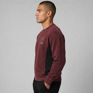Sweat-shirt col rond pour homme en coton de luxe de haute qualité, uni, épais, vintage, surdimensionné - Product Image 5