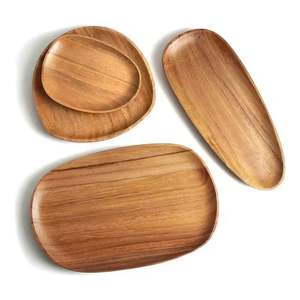 Plateau de service en bois d'acacia, forme irrégulière, pour fruits, en-cas, thé, gâteaux, assiettes de service pour la maison moderne. - Product Image 2