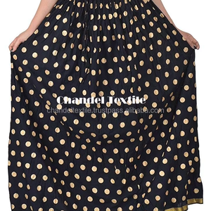 Jupe longue de travail avec paillettes pour femmes, nouvelle collection de Style indien, motif paisley, paon, taille libre - Product Image 1