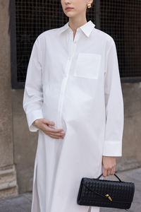 Vestidos Midi Casuales de Verano, Cuello Alto, Manga Regular, Minimalistas, Transpirables, Popelina 100% Algodón, Hilo Prelavado con Enzimas, Cierre de Botones al Frente - Product Image 6