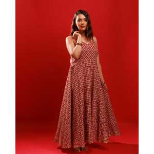 Conjunto de Kurta Informal de Algodón Rojo Cereza, Talla XS - Product Image 2