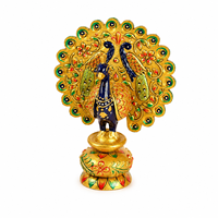 Figurine de paon en bois peinte à la main, style Art déco |   Statue décorative de table pour bureau à domicile |   Pièce décorative artisanale durable en forme de paon
