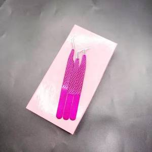 Morje Surgical <b>Pink</b> Eyelash Tweezers Set Stainless Steel Precision <b>Tools</b> Toothed/Serrated Tips 10mm Length <b>Box</b> for Lash - Product Image 4
