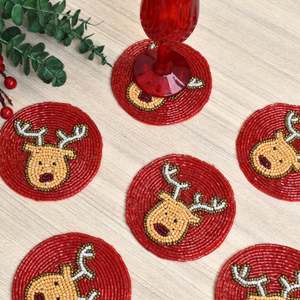 Colorful Handmade <b>Beaded</b> Embroidery <b>Coasters</b> for Cups, Mugs and Glasses, Attractive Table Decoration for Home Events - Product Image 2