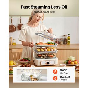 <b>Electric</b> Food <b>Steamer</b> 10.6 QT 3-Tier Stainless Steel Trays 1200W Vegetable <b>Steamer</b> for 2-4 Servings - Product Image 2