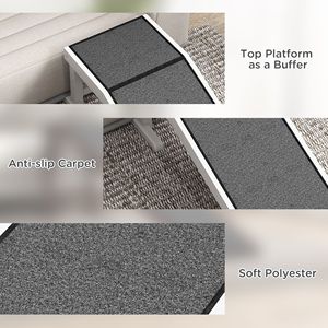 Rampa Leggera per Cani per Letto 49 X 16 X 14 Bianca con Superficie Antiscivolo in Moquette, Piattaforma con Copertura Rimovibile, Accessorio per l'Accesso degli Animali Domestici per la Casa - Product Image 6