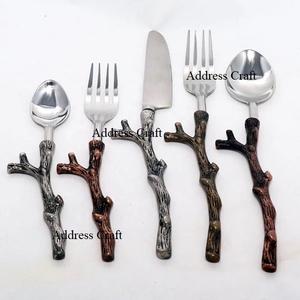 Ensemble de couverts en acier inoxydable plaqué or PVD de haute qualité avec manche torsadé, luxe, 5 pièces, couverts dorés, couverts forgés - Product Image 4