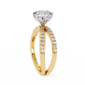 Modern Round Brilliant Lab Grown Diamond Bridal <b>Ring</b> | 10K Yellow <b>Gold</b> IGI Certified Trendy Engagement Jewelry - Product Image 3