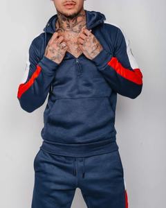 Chándal personalizado con bordado de chenilla y costura lateral, chándal apilado con cremallera y manga, pantalones de chándal Acampanados para hombre, conjuntos de dos piezas - Product Image 6