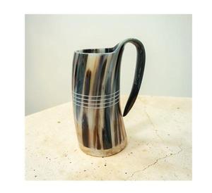 Premium <b>Extra</b> <b>Large</b> Viking Horn Tankard Polished Drinking <b>Mug</b> with Wooden Stand Eco Friendly Leakproof Camping Cup - Product Image 1