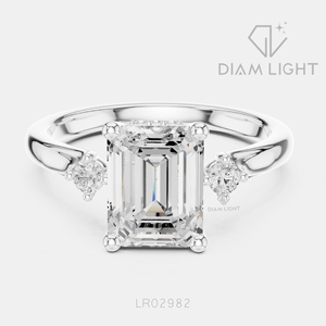 Bague de mariage en or blanc 14 carats avec diamant de laboratoire taille émeraude 2,08 carats, certifiée IGI, bijou raffiné, cadeau pour fiançailles, mariage ou anniversaire - Product Image 1