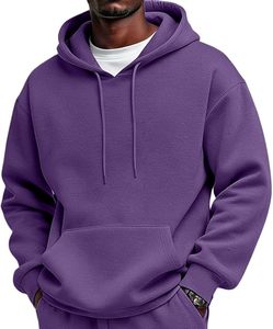 Sweat-shirt à capuche pour homme, couleur unie, coupe classique, tricoté, décontracté, avec poche - Product Image 5