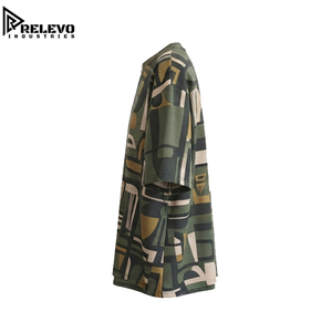 เสื้อยืดโอเวอร์ไซส์ลายกราฟิกนามธรรมคุณภาพสูงสำหรับผู้ชาย สีเขียวมะกอก แขนยาว สตรีทแวร์ ผ้าฝ้าย 100% ปรับแต่งได้ - Product Image 3