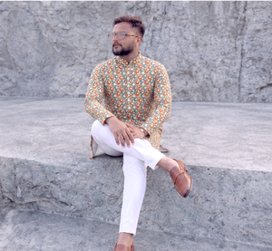 Kurta Pijama de Algodón para Hombre, Estampado Digital, Corte Holgado, Formal, Estilo Indio Pakistaní, para Bodas, para Todas las Temporadas - Product Image 1