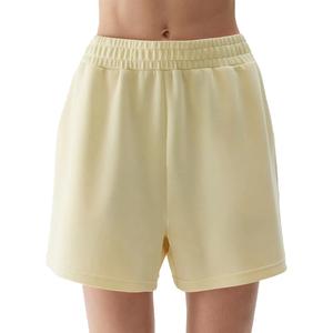 Shorts décontractés pour filles, taille mi-haute, 100 % coton écologique, couleur unie, tricotés, respirants et tendance - Product Image 1