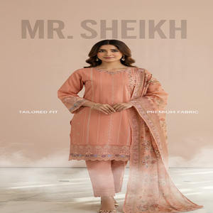 Shalwar Kameez de algodón bordado, muy vendido, para mujer, ropa de verano, conjunto de 3 piezas, listo para usar, talla grande. - Product Image 1