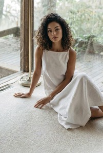 Women Linen Maxi <b>Dress</b> Spaghetti Strap Sleeveless <b>Long</b> <b>Dress</b> Loose Fit Summer Casual <b>Beach</b> Resort <b>Dress</b> Wholesale Custom Manufac - Product Image 2