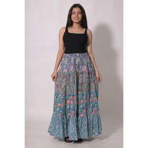 Jupe longue bohème en coton imprimé à motifs, jupe longue indienne faite à la main, tenue ethnique florale pour femmes, idéale pour les festivals - Product Image 6