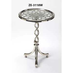 Mesa Auxiliar Redonda de Acero Inoxidable ZE-3118W, Diseño Moderno, Ecológica, Mueble de Oficina para Interiores, Decoración Duradera - Product Image 1
