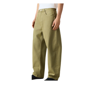 Jean en denim de coton olive pour homme, coupe ample, taille mi-haute, décontracté, pour l'été, jambe droite, couleur unie, tissu tissé - Product Image 2