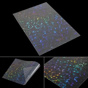 Wholesale Holographic Grid Film Sheet Iridescent Bulk Transparent Sheet Rainbow Reflective Craft <b>Vinyl</b> for Decoration Packaging - Product Image 2
