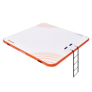 Plataforma de muelle flotante antideslizante de 7x7 pies, alfombrilla de muelle inflable portátil con escalera desmontable para uso en balsa de piscina, playa, isla oceánica - Product Image 1