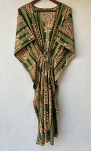 Nuevo Kaftán Naaz Textile Elegante de Encaje Casual con Estampado Animal, Cuello en V, Cierre con Cordón, Manga Corta, Corte Ajustado y Acampanado, de Algodón Suave Indio - Product Image 4