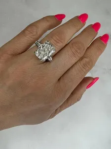 Anillo de Diamantes de Lujo Tishya de 12 Quilates con Certificado IGI, Corte Radiante, Cultivado en Laboratorio, para Mujer, Oro Blanco de 14K, F VVS2 - Product Image 2