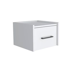 White Boa Floating Nightstand with Single Drawer and Handle <b>Wall</b> <b>Mounted</b> Floating End <b>Table</b> for Bedroom - Product Image 2