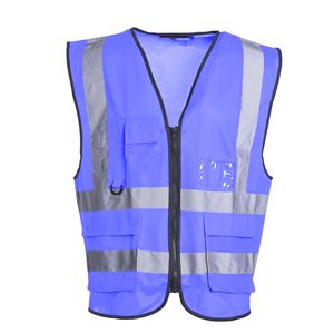 Chaleco de Seguridad Reflectante Rojo de Alta Visibilidad, Unisex, Ropa de Trabajo de Poliéster con Bolsillos y Cierre de Cremallera - Product Image 2