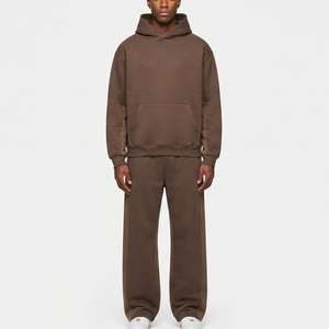 Fabricant de survêtements unisexes amples et épais OEM – Ensemble de survêtements unisexes solides pour hommes, pantalon de survêtement et sweat à capuche surdimensionnés pour l'hiver - Product Image 4