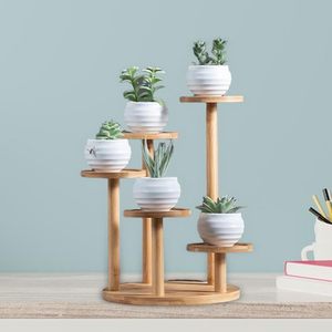 5 Tier Wooden Tabletop Plant <b>Stand</b> Small Tiered Plant Holder for Home Office Balcony Decor - Product Image 2