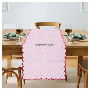 Luxury Custom Cotton Fabric Embroidery Edge <b>Table</b> <b>Runner</b> Single Modern Floral Pattern Home <b>Dining</b> Embroidery Edge <b>Table</b> Decor - Product Image 2