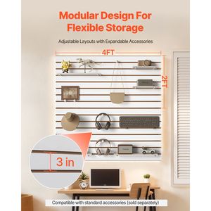 Pannelli a Doghe per Garage 4x4 Piedi in MDF Bianco, Design Modulare Facile da Installare, Pannelli Regolabili per Garage Prefabbricati e Magazzini - Product Image 4
