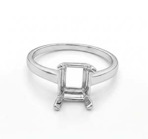 Solid 925 Sterling Silver 4x6mm Rectangle 4 Prong Pre Notched Semi Mount <b>Ring</b> <b>Blank</b> DIY Gemstone Setting <b>Ring</b> DIY Good Jewelry - Product Image 2