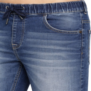 Shorts Bermuda en jean pour homme 100 % coton, taille mi-haute, cordon de serrage, style décontracté avec poches, finition délavée - Product Image 5