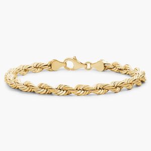 8" Diamond Cut <b>Rope</b> Chain <b>Bracelet</b> in Yellow Gold - Product Image 1