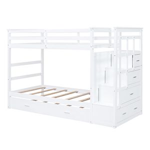 Letto a castello bianco a due piazze con letto estraibile e scaletta per bambini - Vecchio SKU LT000068AAK - Product Image 5