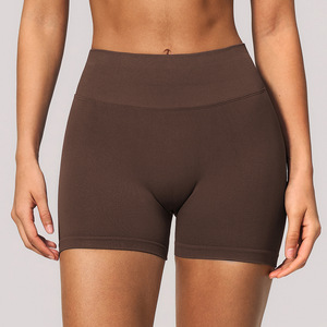 Women High Waist Solid Yoga Shorts Asymmetric <b>Mesh</b> Washed Seamless Elastic Waist Spandex/Nylon Fitness Workout <b>Gym</b> Shorts - Product Image 6