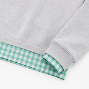 Sudadera Trackstar con estampado de letras y cuello redondo para mujer, gris con ribete de guinga, corte regular, estilo casual para otoño. - Product Image 6
