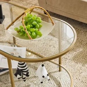 Table basse en fer forgé pour décoration intérieure de style côtier, design artistique, mobilier élégant, doré, fait main, plateau amovible de luxe pour salon - Product Image 2