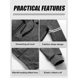 เสื้อสเวตเชิ้ตมีฮู้ดซิปสำหรับผู้ชาย เสื้อแจ็คเก็ตมีฮู้ดผ้าฟลีซอุ่นสบาย สวมใส่สบายๆ สไตล์ทันสมัย - Product Image 5